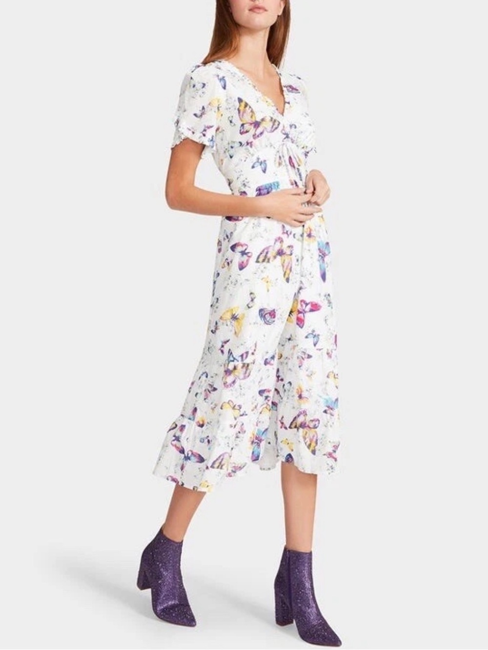 Betsey Johnson Butterfly Dance Midi Tiered Dress. Size S - Picture 2 of 8